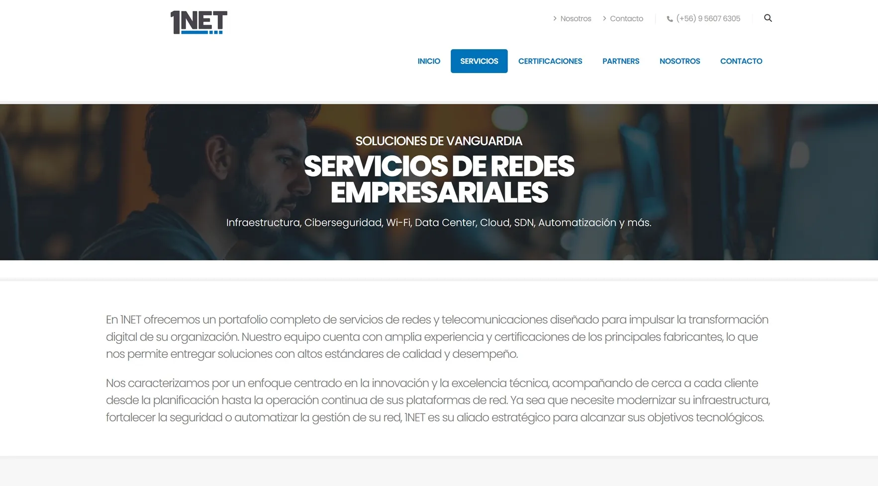 Otra sección de sitio 1NET para mostrar detalles