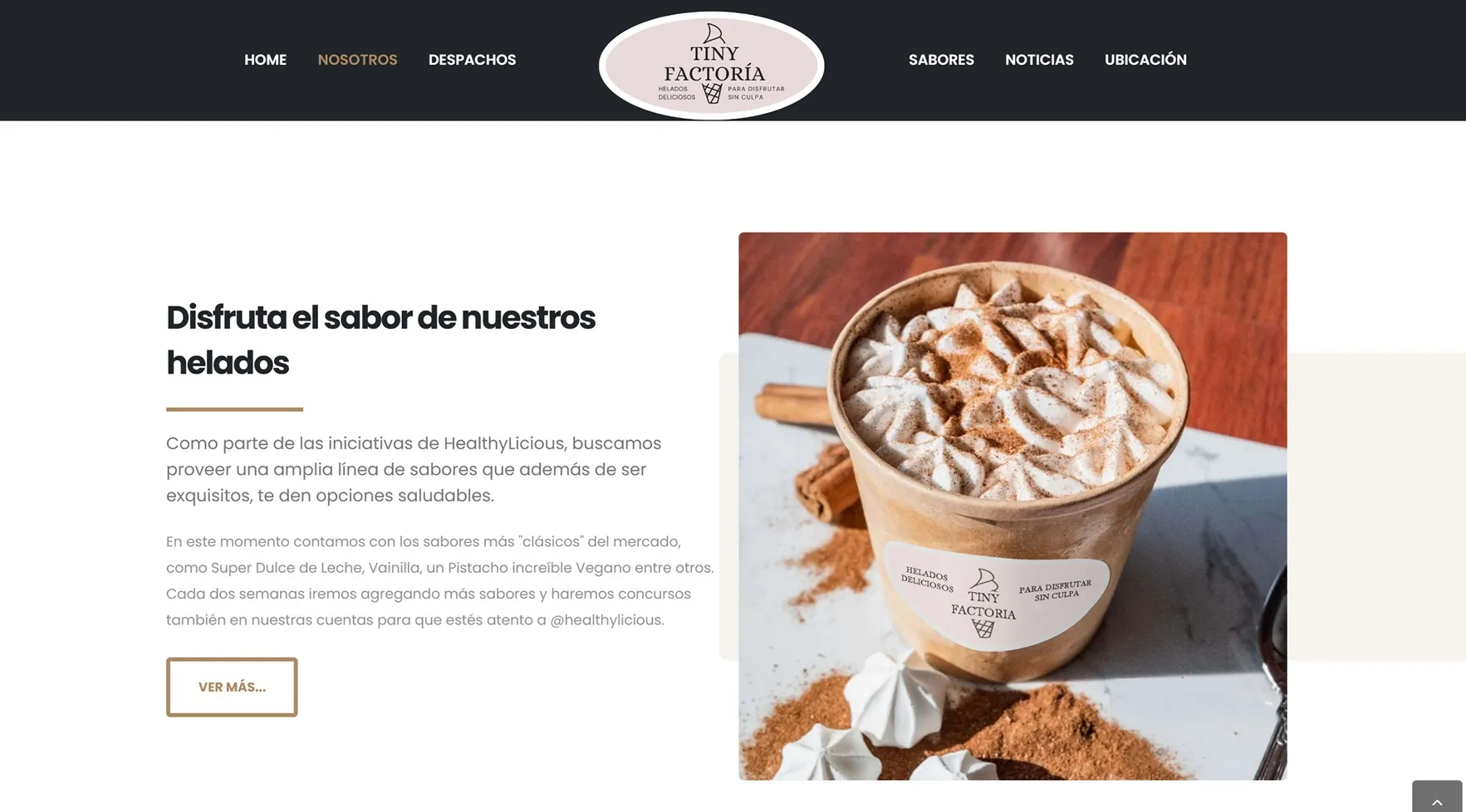 Vista secundaria de proyecto Tiny para catálogo online